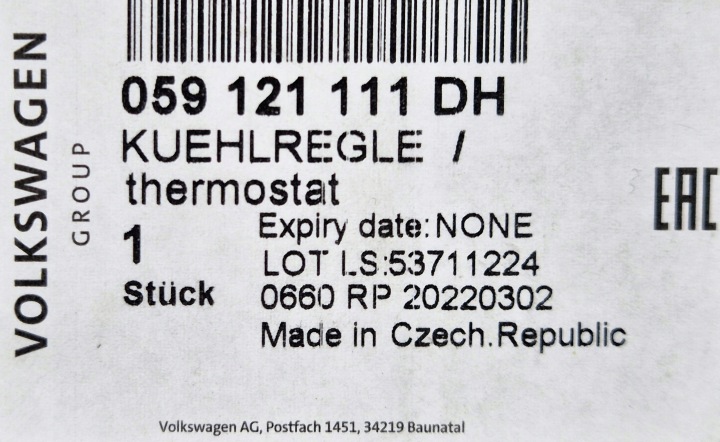 AUDI VW 3.0 TDI THERMOSTAT CHÂSSIS RÉGULATEUR LIQUIDE REFROIDISSEMENT 059121111DH