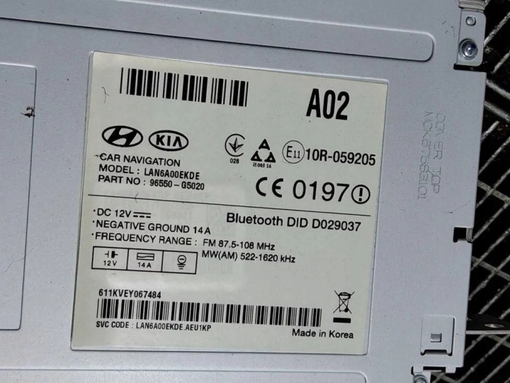 STACJA MULTIMEDIALNA KIA NIRO 96550G5020
