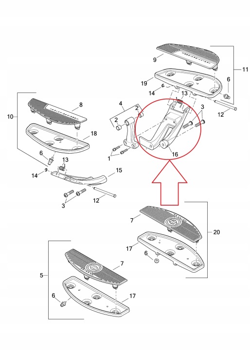 HARLEY DAVIDSON SOFTAIL '18+ SET GAUCHE FIXATION PODESTU CONDUCTEUR 50500738