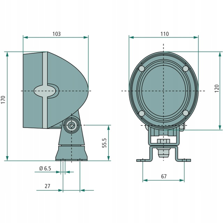 PHARE TRAVAILLÉ (H3/HALOGEN, 12/24V, 35/70W 2000MMX170MMX103MM) CONVIENT D
