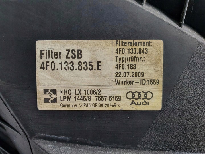 CHÂSSIS FILTRE AIR AUDI A6 C6 FSI 4F0133835E