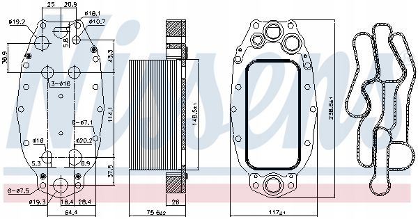 NISSENS RADIATEUR HUILES CITROEN C5 III C6 JAGUAR F-PACE XF I XF II XF
