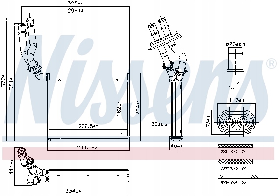 WYMIENNIK CIEPLA, CALEFACCIÓN INTERIOR NISSENS 707299 