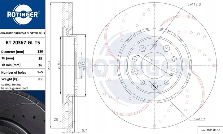 DISCS ROTINGER RT 20367-GL T5 