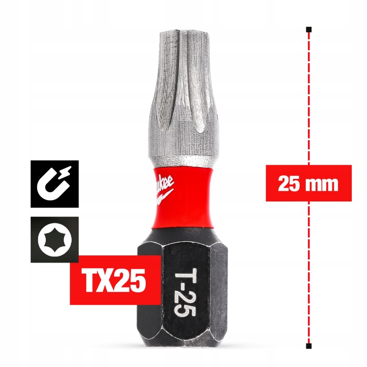 BITY UDAROWE MILWAUKEE TX25 25 MM SHOCKWAVE IMPACT DUTY ENSEMBLE 5 PIÈCES