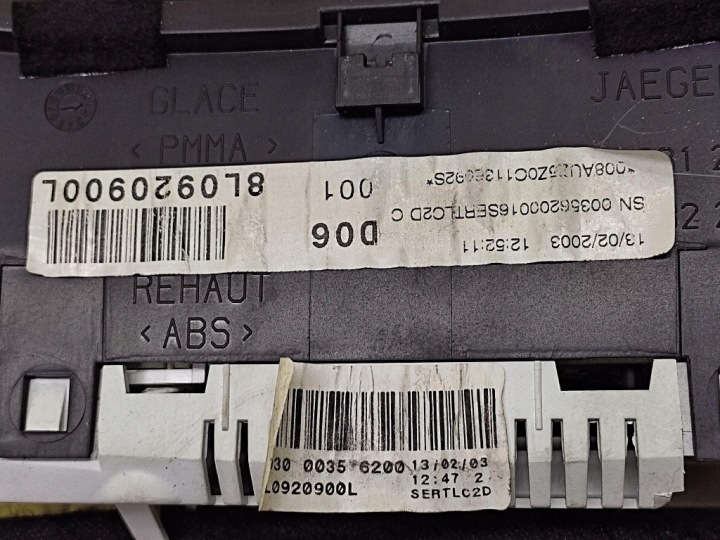 AUDI A3 8L 1.6 COMPTEUR TABLEAU DE BORD 8L0920900L