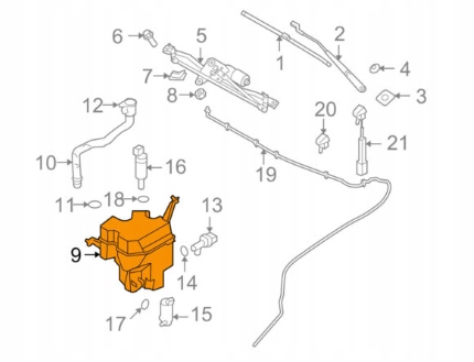RÉSERVOIR LIQUIDE VERS LAVE-GLACES VITRES AVANT VOLVO XC70 MK2 31349444