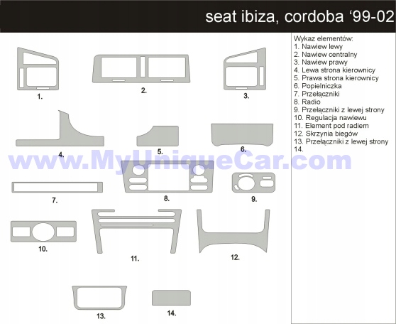 SEAT IBIZA CORDOBA 99/02 OKLEINY CARBÓN PEGATINAS 