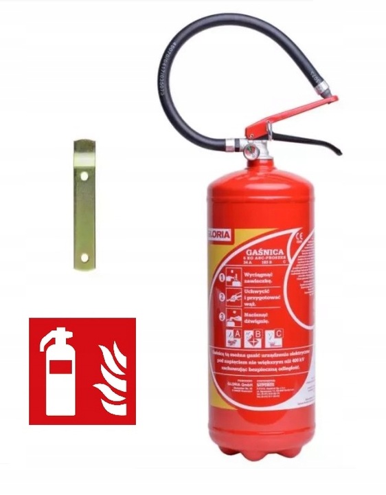 EXTINGUIDOR DE POLVO 6KG GLORIA ABC +WIESZAK +ZNAK 