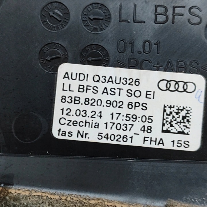 CONDUITES D'AIR TABLEAU DE BORD INSTRUMENTATION AUDI Q3 SPORTBACK (F3N) 83B820902 31860374 2.0L