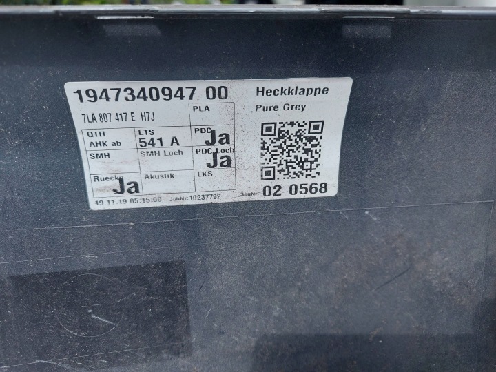 VOLKSWAGEN TRANSPORTER MULTIVAN T6 7LA LIFT T6.1 PARE-CHOCS ARRIÈRE ARRIÈRE