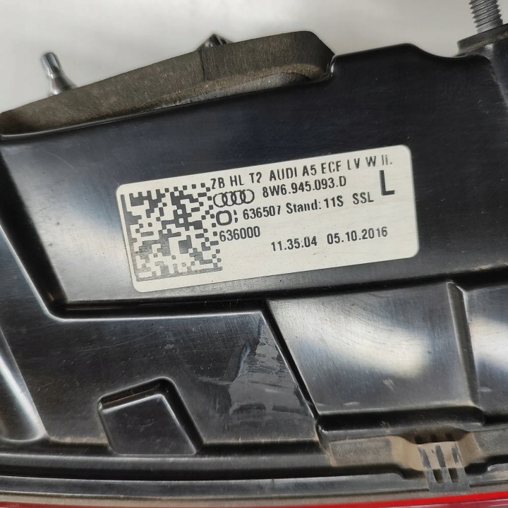 AUDI A5 F53 GAUCHE ARRIÈRE LANTERNE COUVERCLES DE COFFRE COUVERCLES DE COFFRE 2017 8W6945093D