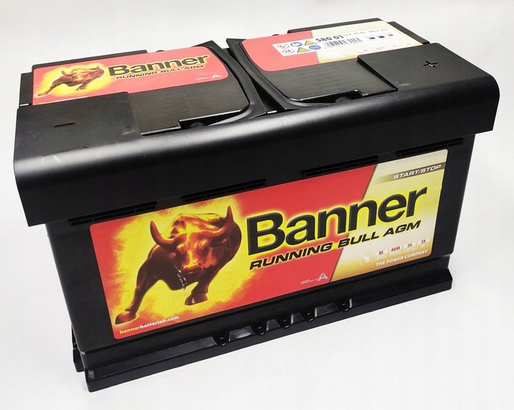 AGM 580 01 BATTERY BANNER 58001 AGM 12V 80AH 800A P+