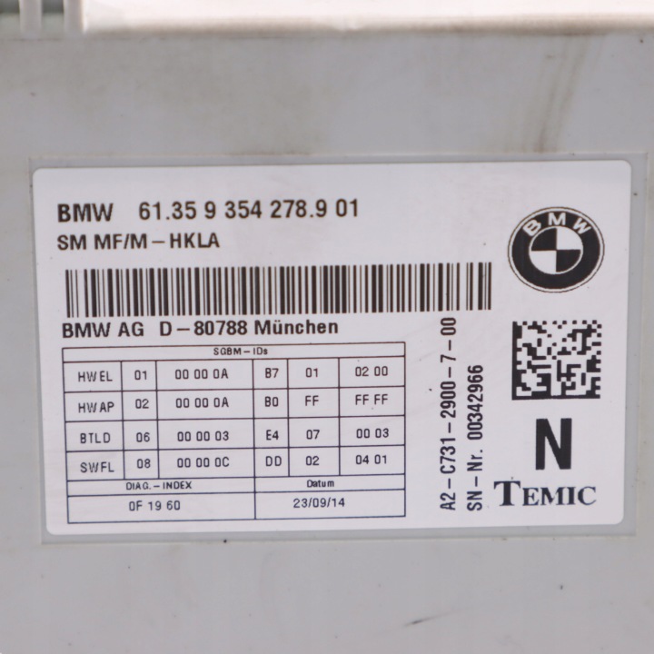 BMW F06 F07 GT F10 F11 F12 F13 MODULE SIÈGES 9354278