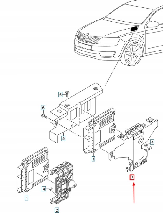 FIXATION CONTRÔLEUR ORDINATEUR 5Q0906214K SKODA OCTAVIA LEON III TDI