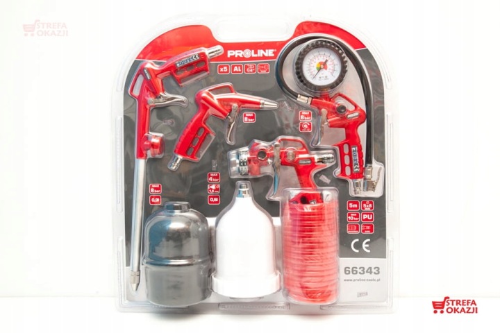 PROLINE KIT PISTOLETOW PNEUMATYCZNYCH AVEC TUYAU 5 ELEMENTOW