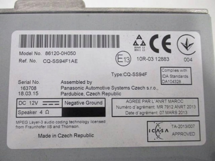 PEUGEOT 108 CITROEN C1 II 2014- AUTORADIO