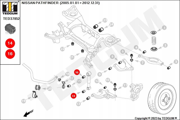 SILENTBLOCK AMORTIGUADOR PARTE TRASERA L/P NISSAN PATHFINDER 3 2.5D/3.0D/4.0 