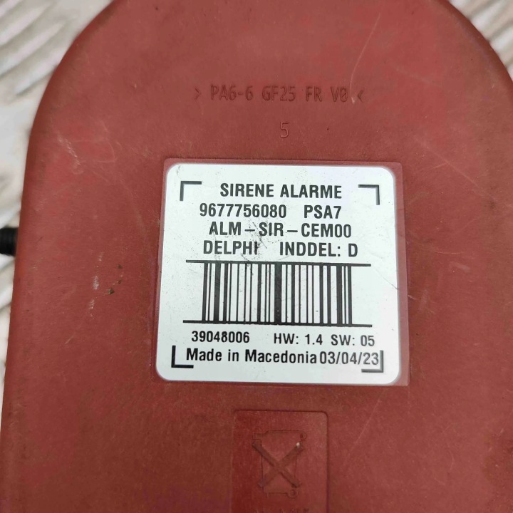KLAXON ALARME OPEL ASTRA GAUCHE (O5) 9677756080 32387071 1.2L 96KW 2023