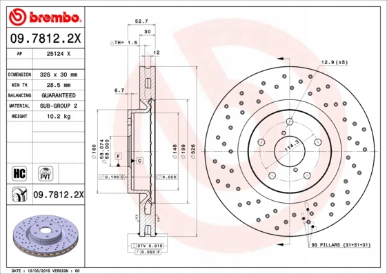 DISCOS ZAPATAS PARTE DELANTERA BREMBO SUBARU IMPREZA LIFTBACK 