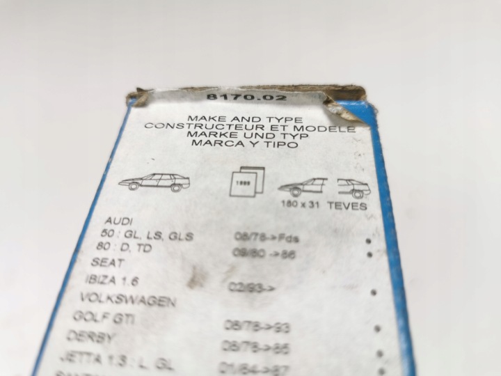 PLAQUETTES FREIN ARRIÈRE AUDI SEAT VV ROULUNDE 8170.02 KBA 60804 8170A 0343