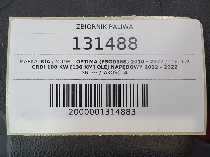 RÉSERVOIR CARBURANTS RÉSERVOIR POMPE 1.7 CRDI KIA OPTIMA III 31100-2T800 08300-1900