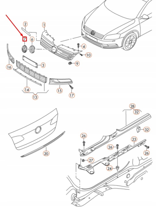VOLKSWAGEN PASSAT B7 AVANT PROTECTION RADIATEUR 3D0853601FJZA
