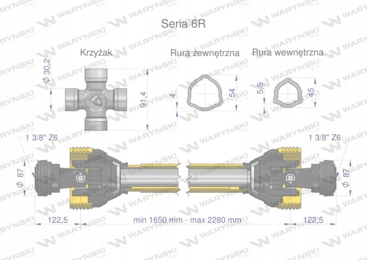 ARBRE PRZEGUBOWO-TELESKOPOWY 1650-2280MM 830NM CE 2020 SÉRIE 6R WARYNSKI