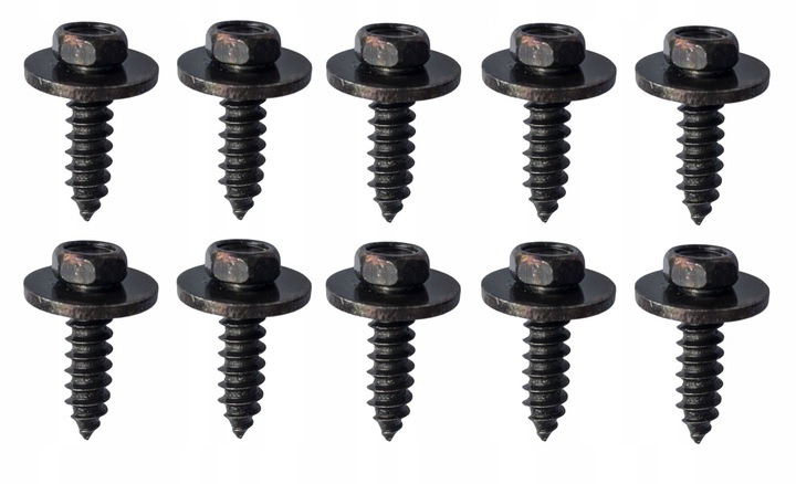 10X TORNILLO DE MONTAJE REMACHE PERNO PROTECCIÓN CUBREPASO PARAGOLPES PLACA NEGRO 5,5X19 