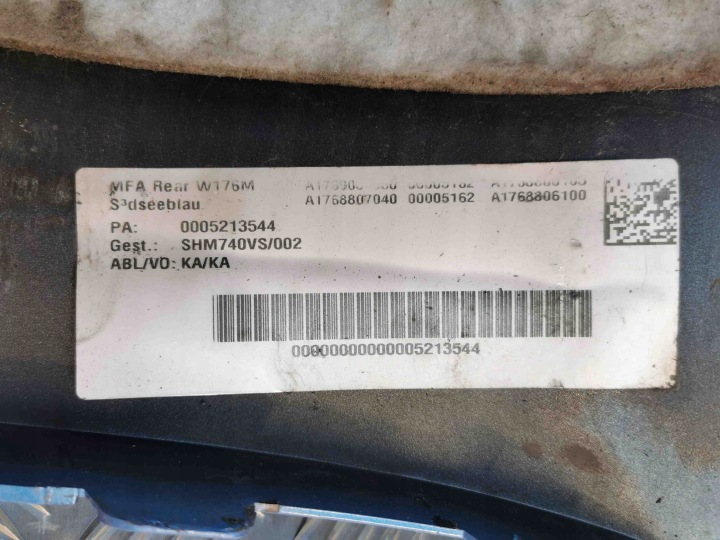 PARE-CHOCS ARRIÈRE MERCEDES-BENZ A (W176) A1768854125 18285197 1.6L 90KW 2015