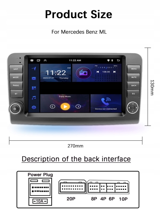 7-CALOWE RADIO AUTOMOBILE AVEC CARPLAY SANS FIL POUR MERCEDES ESSENCE ML W164 X164 ML350 GL500 GPS