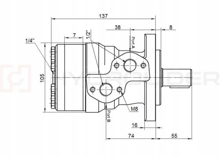 MOTEUR HYDRAULIQUE BMR SMR 36/OBR 1110OBR/MIN AVEC MANCHON IVS