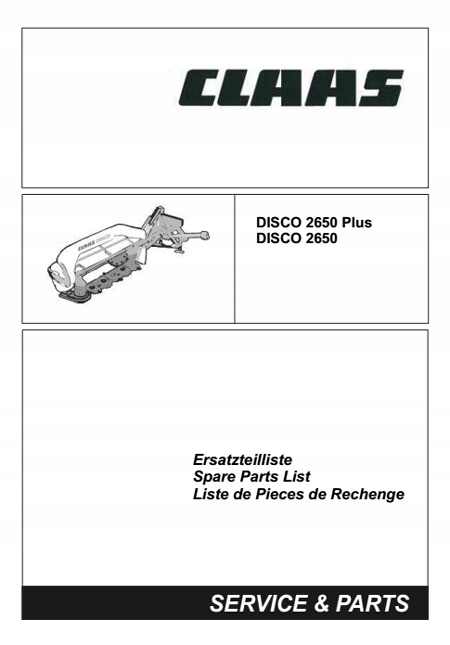 CLAAS DISCO 2650, 2650 PLUS - KATALOG PIEZAS DE REPUESTO 