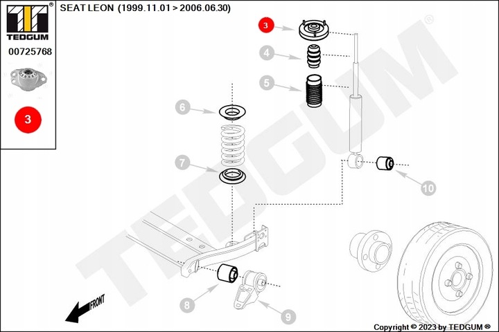 BOLSA ALTAVOCES MC PHERSONA PARTE TRASERA L/P (KPL.) AUDI A1 SEAT IBIZA IV, TOLEDO 