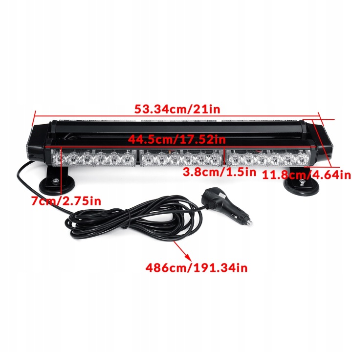 PHARE AVERTISSEMENT BARRE LED 42LED POUTRE 42W 12V