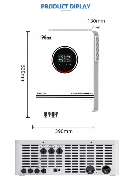 10kW Inwerter solarny 10200W off-grid on-grid hybrydowy 48V dual 2 x MPPT