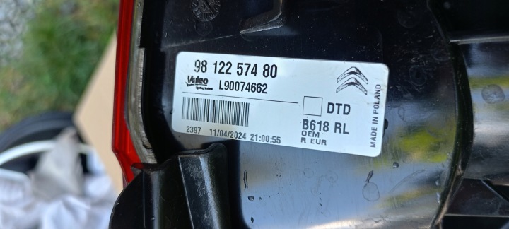 PHARE ARRIÈRE ARRIÈRE DROITE CITROEN C3 III 3 16-21ROK 9812257480 L90074662 ORIGINAL