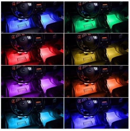 ILUMINACIÓN INTERIOR AUTO CABINAS RGB COCHE DIODO LUMINOSO LED DIFERENTES COLORES CONTROL REMOTO 