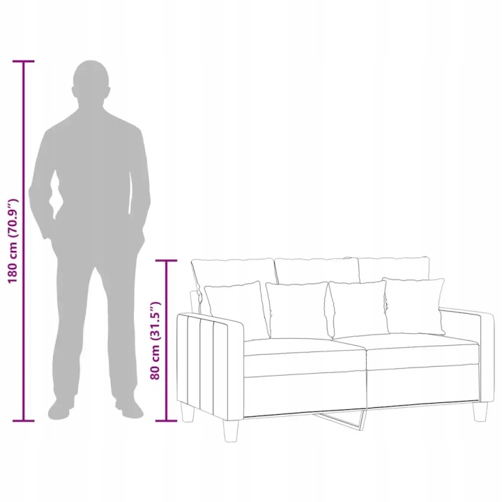 VIDAXL SOFA 2-OSOBOWA, COULEUR TAUPE, 120 CM, TAPICEROWANA TISSU