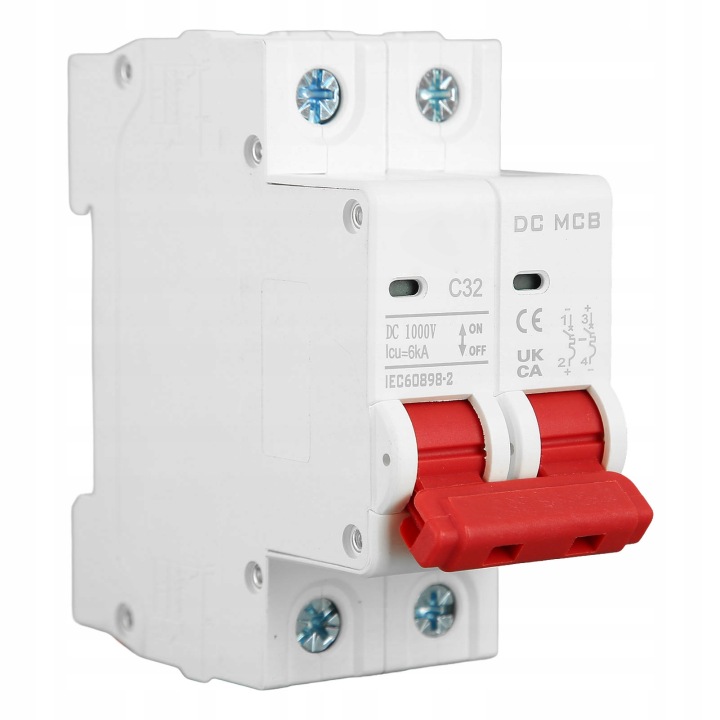 DC MINIATURE CIRCUIT BRKER 2P 32A DIN RAIL MOUNT DC1000V 6000A L6