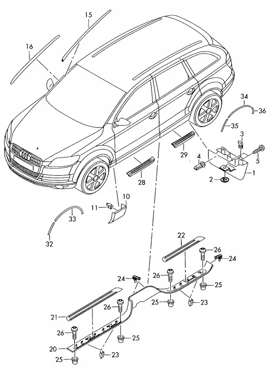 REVÊTEMENT GAUCHE SEUIL LS9R AUDI Q7 4L 4L0854959A