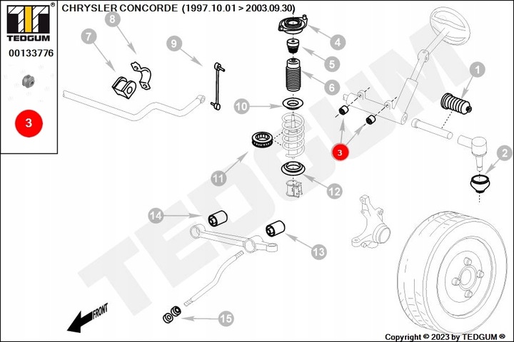 BLOQUE SILENCIOSO DR. KIER. CHRYSLER 300M/VISION 00133776 TED-GUM 