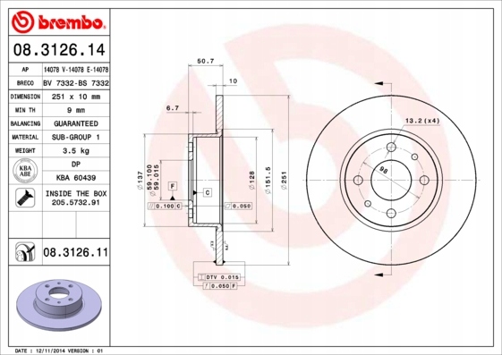 DISCOS ZAPATAS PARTE TRASERA BREMBO LANCIA DELTA 3 