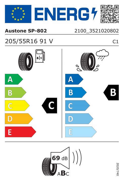 4 PIEZAS NEUMÁTICOS DE VERANO 205/55R16 AUSTONE SP802 91V 