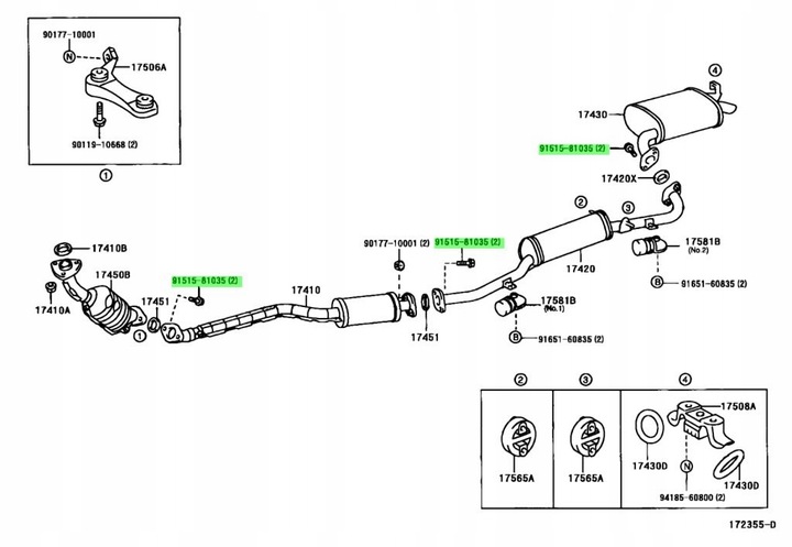 PERNO DE MONTAJE DE ESCAPE LEXUS IS200 IS300 SC430 OEM TOYOTA 