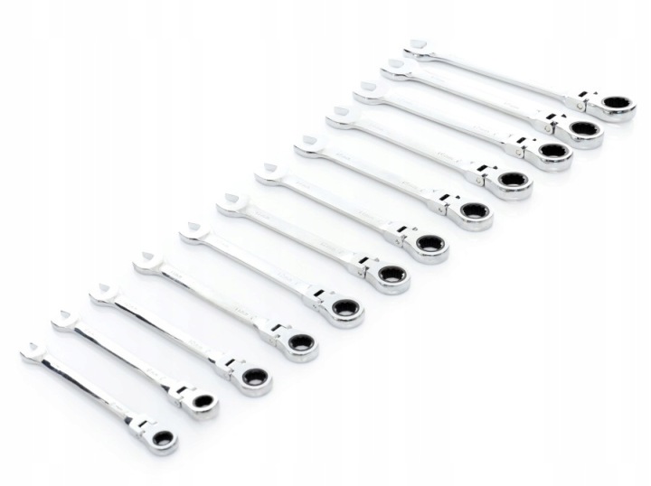 CLÉS PLAT DROITES AVEC CRÉCELLE KIT 12 PCS PUISSANT