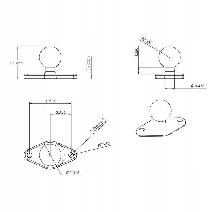 RAM MOUNT PADĖKLAS MONTAVIMO Z RUTULYS W ROZMIARZE B 1″ RAM-B-238U nuotrauka 5