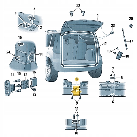 SERRURE COUVERCLES DE COFFRE SKODA YETI 5L6827505B ORIGINAL