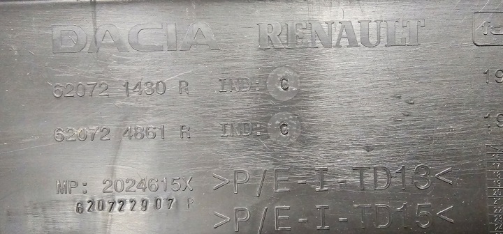 NEUF OE MOULURE REVÊTEMENT PARE-CHOCS AVANT DACIA DUSTER II 2017-2024 620721430R