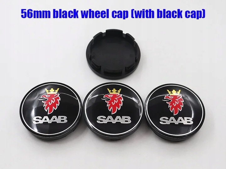 SAAB 60 BLACK4PCS 56 MM 60 MM SAAB 9-3 LOGOTIPO CAR CENTER CENTER HUB CAP AUTO 